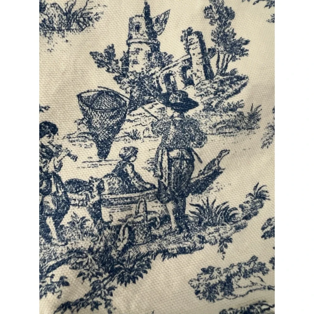 One Waverly Blue Toile & Gingham Double Valance 54